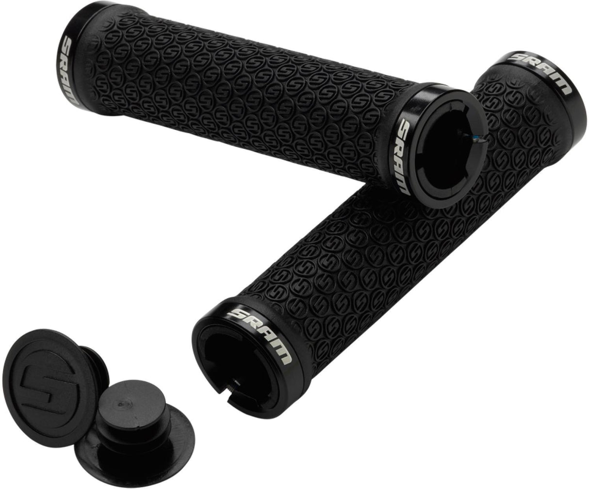 SRAM DH Silicone Locking Grips Black with Double Clamps & End Plugs