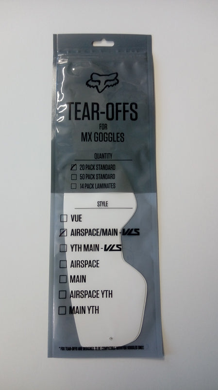 Tear-Off skids for Fox Airspace/Main II Standard 20Pk Clear goggles
