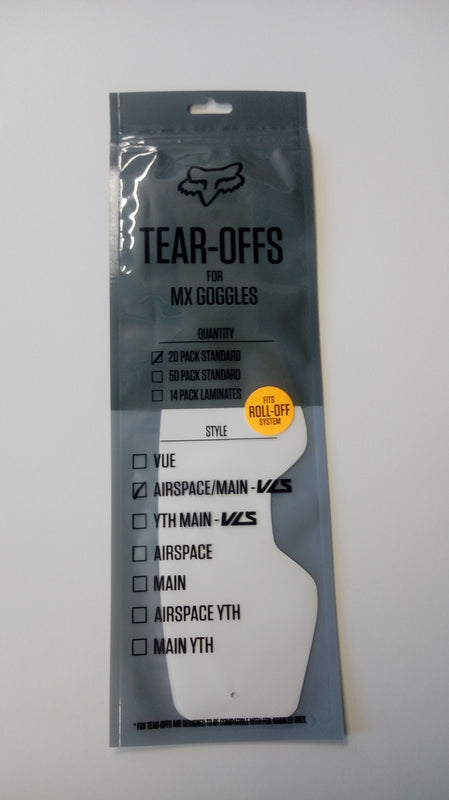 Tear-Off skids for Fox Airspace/Main II Standard Tear Off Clear Goggles