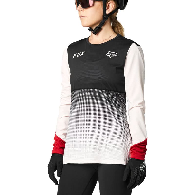 Fox Lady Flexair Long Sleeve Cycling Jersey Black/Pink | RideHub
