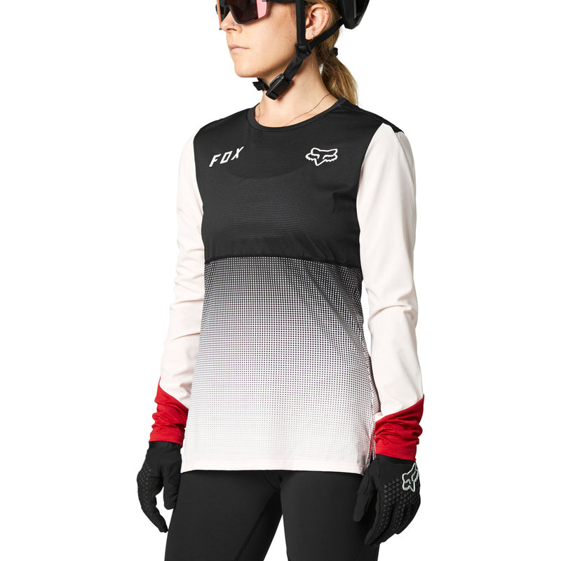 Fox Lady Long Sleeve Flexair Cycling Jersey Black/Pink | RideHub