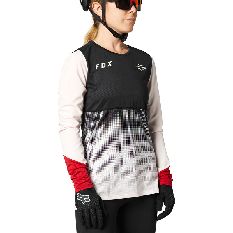 Fox Lady Long Sleeve Flexair Cycling Jersey Black/Pink | RideHub