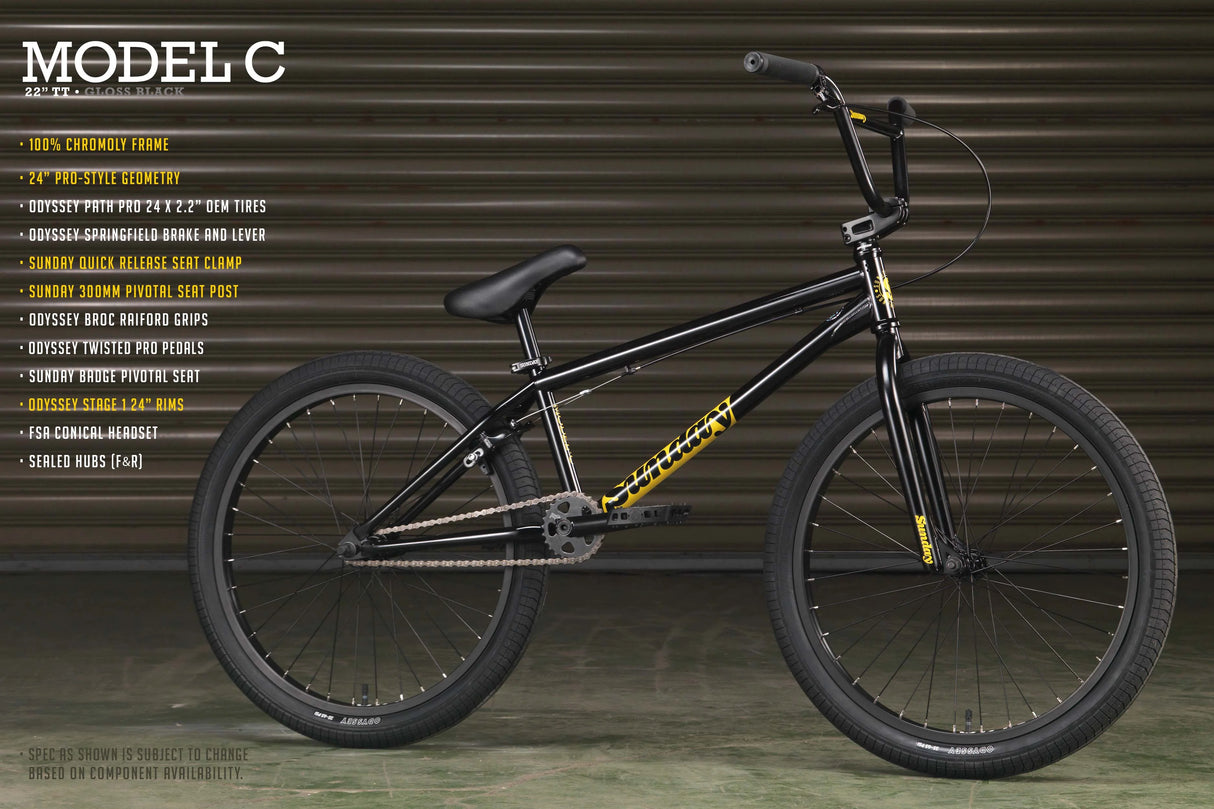 Sunday Model-C 24" Gloss Black BMX bike | Ride Hub