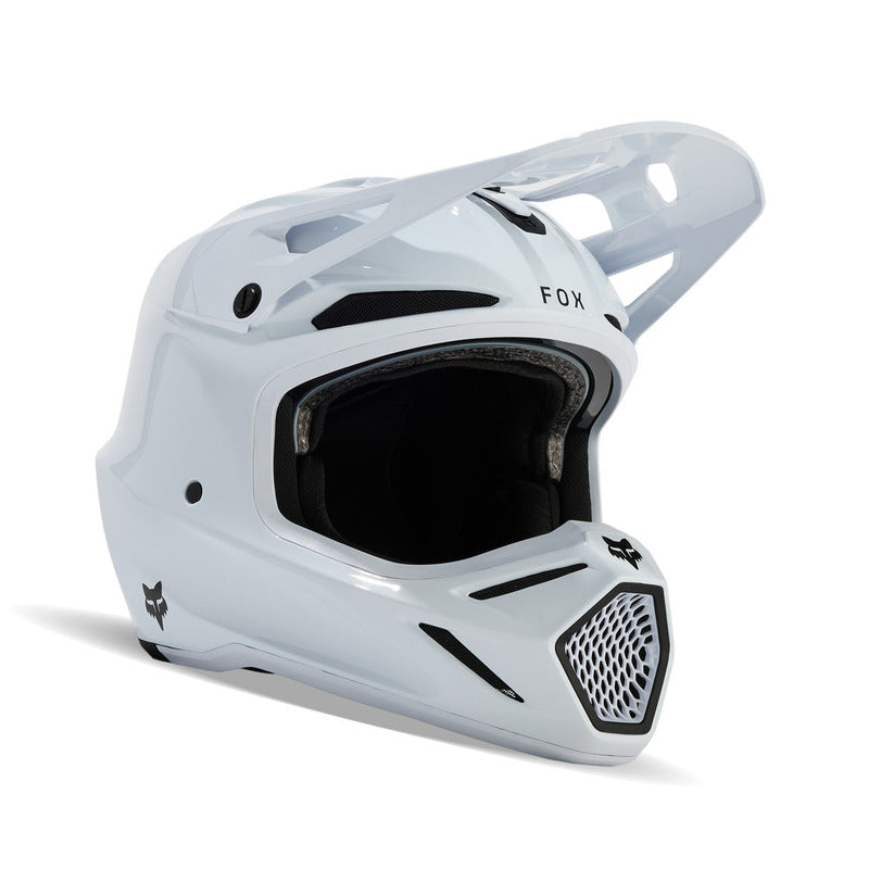 Fox V3 Rs Carbon Solid Helmet White