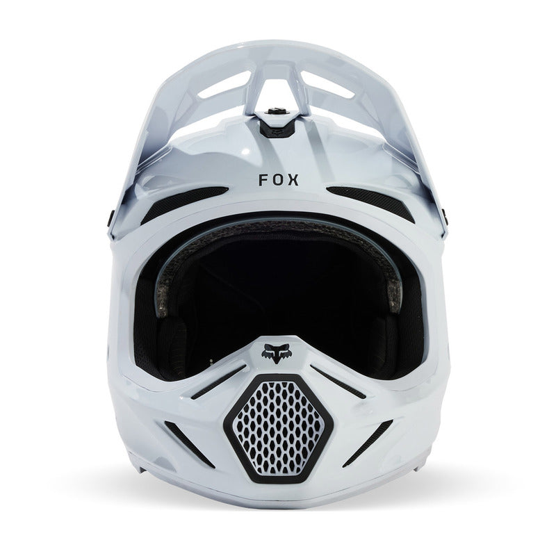 Fox V3 Rs Carbon Solid Helmet White