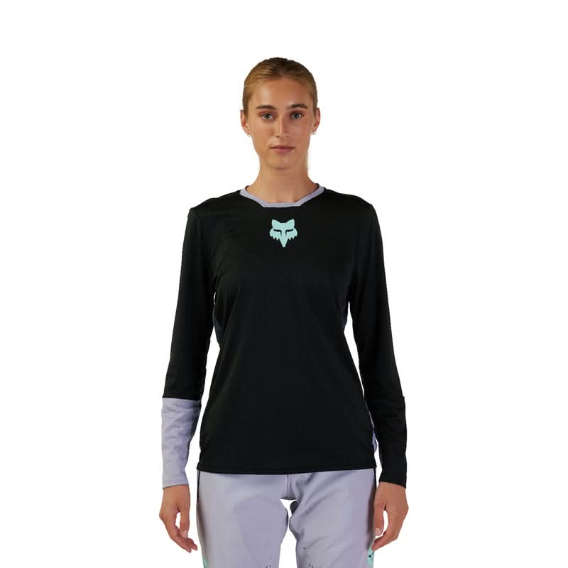 Fox Lady W Defend Race Black Long Sleeve Cycling Jersey | RideHub