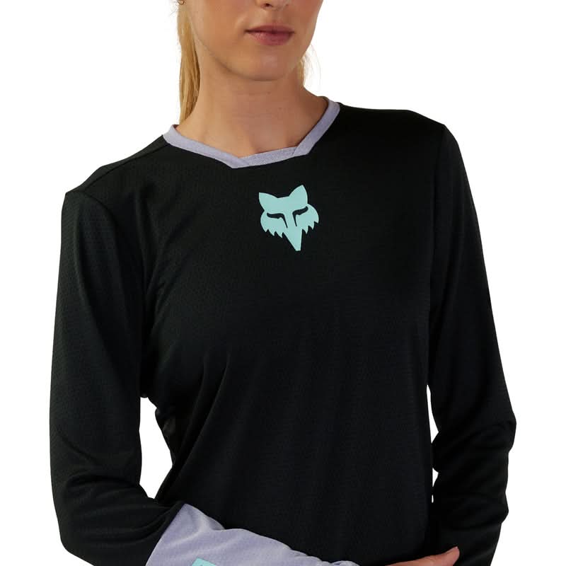 Fox Lady W Defend Race Black Long Sleeve Cycling Jersey | RideHub