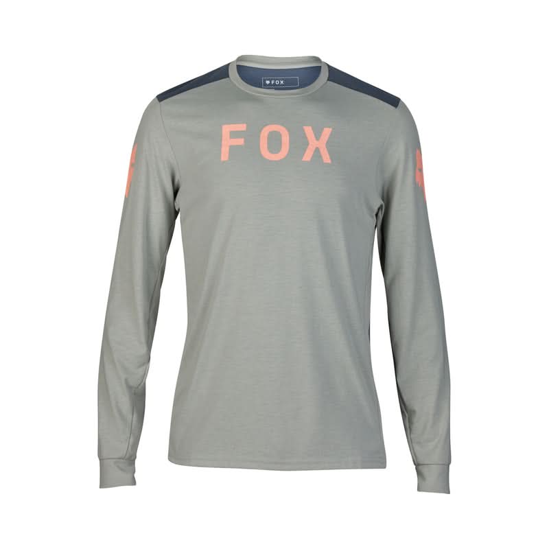 Fox Ranger Dr Aviation Grey Vintage Long Sleeve Cycling Jersey | RideHub