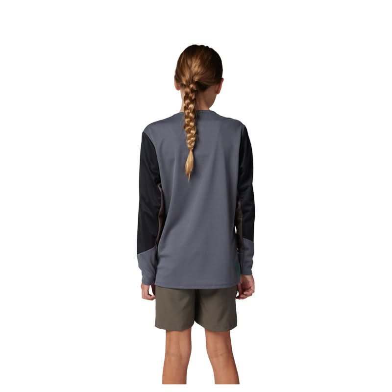 Fox Junior Defend Graphite Long Sleeve Cycling Jersey | RideHub