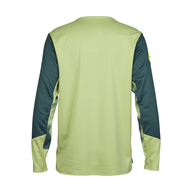 Fox Junior Defend Taunt Pale Green Long Sleeve Cycling Jersey | RideHub