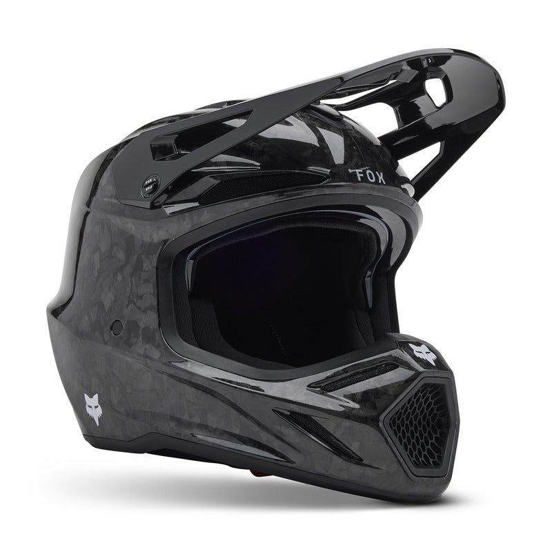 Fox V3 Rs Carbon Solid Black Helmet