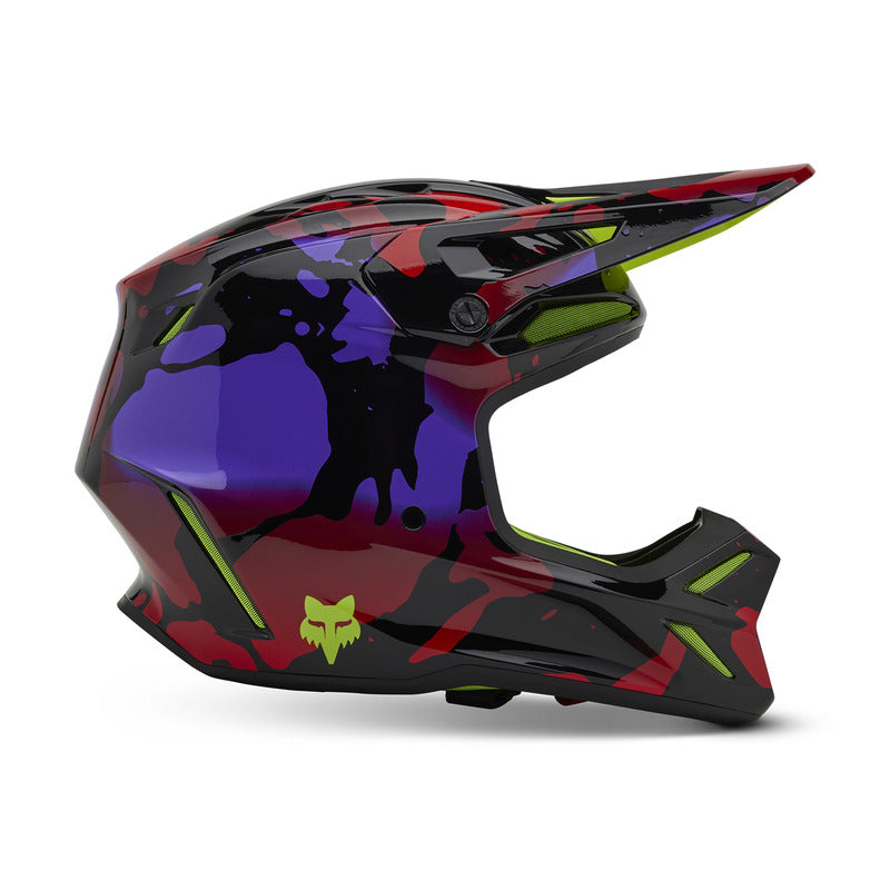 Fox V3 Throttle Fluo Yellow helmet