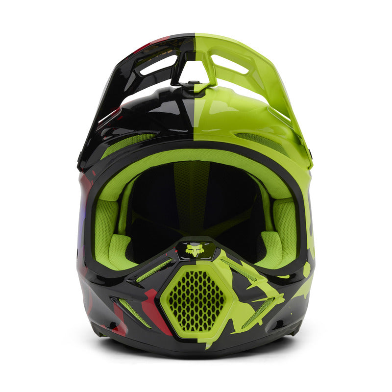Fox V3 Throttle Fluo Yellow helmet