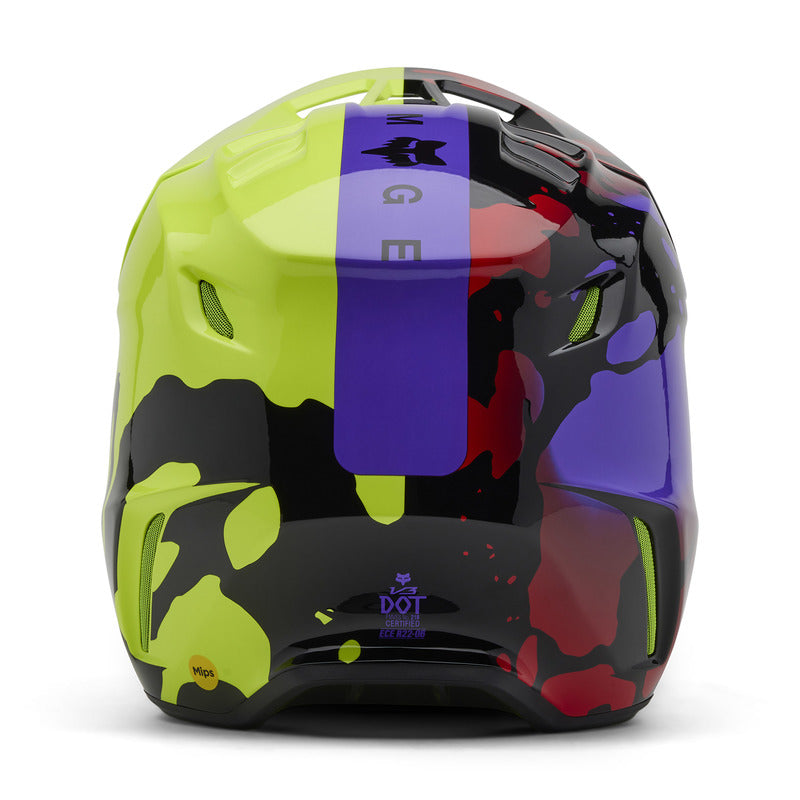 Fox V3 Throttle Fluo Yellow helmet