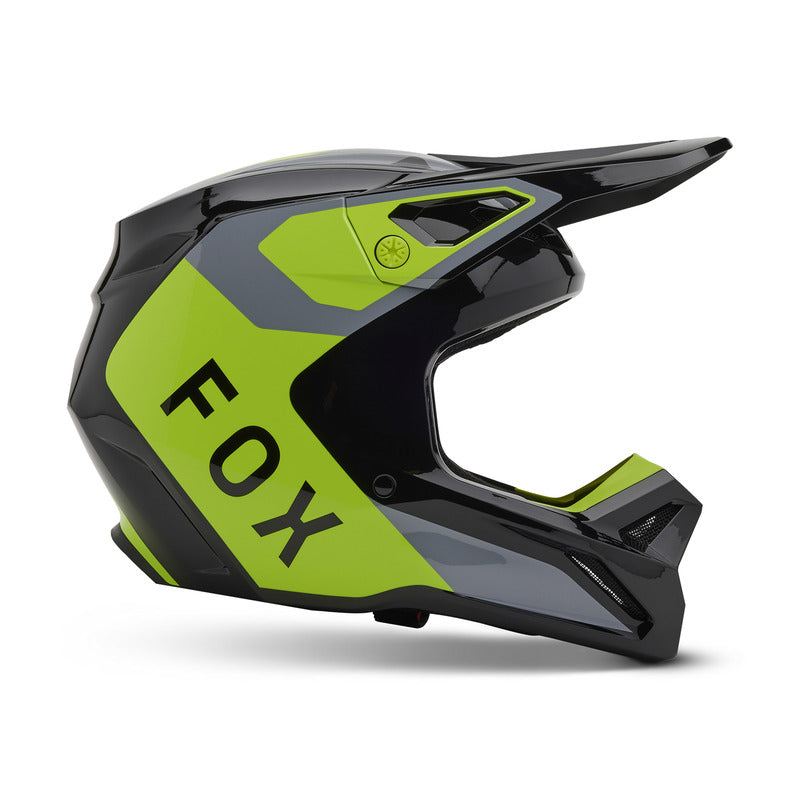 Fox Junior V1 Lean Grey/Yellow helmet