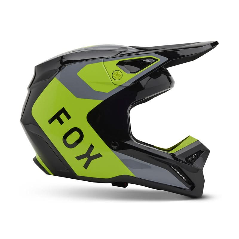 Fox Junior V1 Lean Grey/Yellow helmet