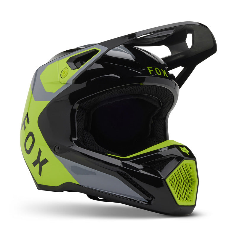 Fox Junior V1 Lean Grey/Yellow helmet