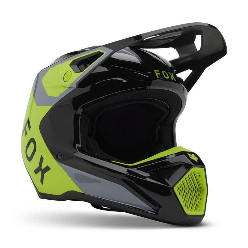 Fox Junior V1 Lean Grey/Yellow helmet