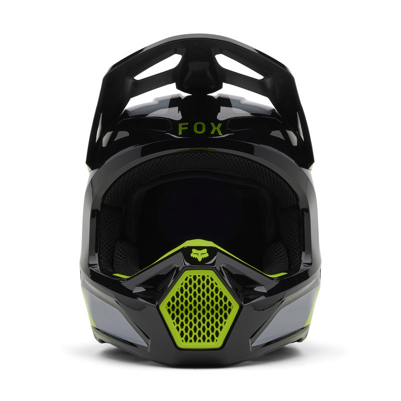 Fox Junior V1 Lean Grey/Yellow helmet
