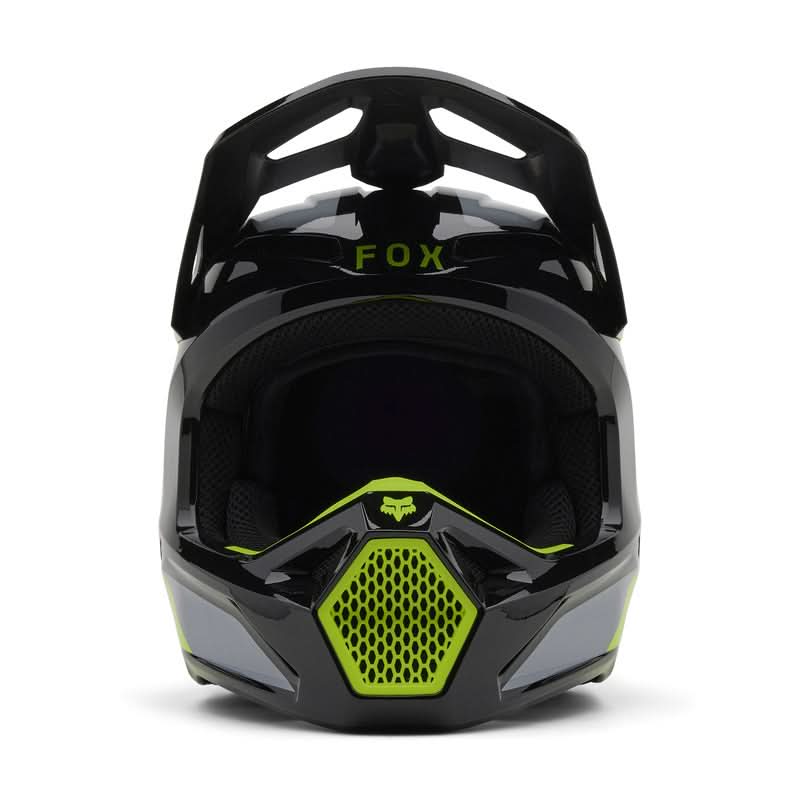 Fox Junior V1 Lean Grey/Yellow helmet