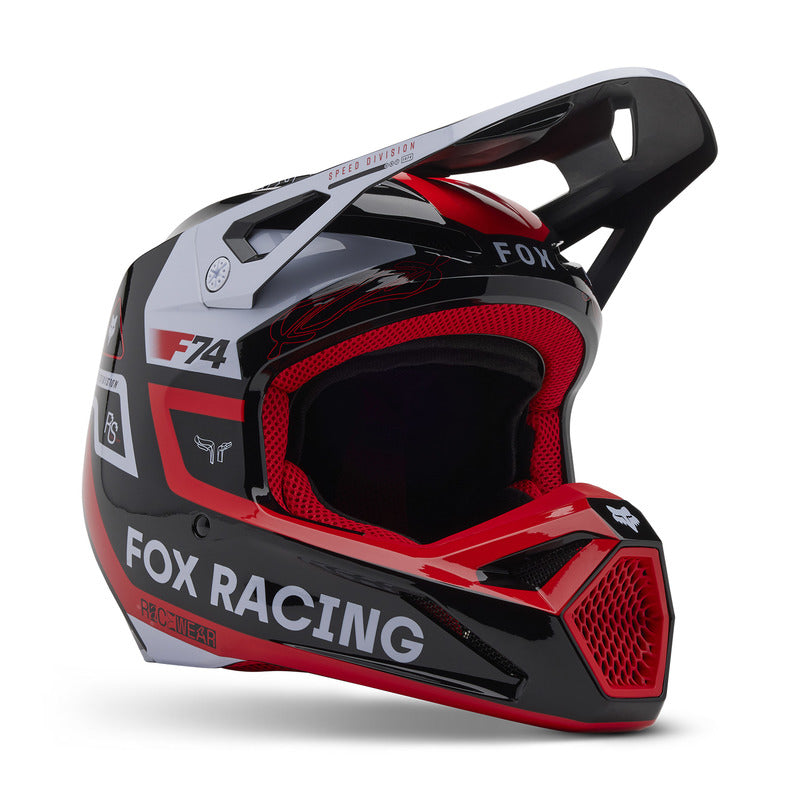 Fox Junior V1 Race Spec Fluo Red helmet
