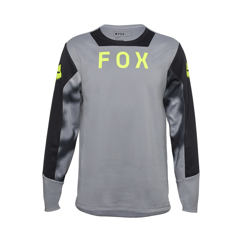 Fox Junior Defend Taunt Steel Grey Long Sleeve Cycling Jersey | RideHub