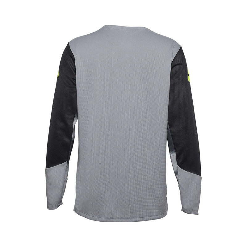 Fox Junior Defend Taunt Steel Grey Long Sleeve Cycling Jersey | RideHub