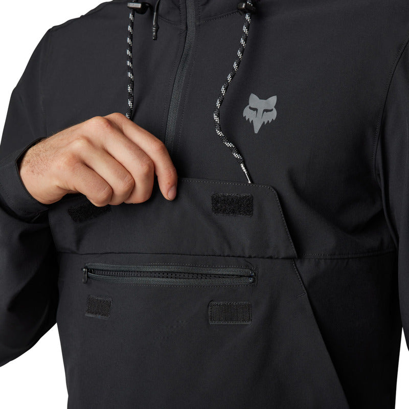 Fox Ranger Wind Pullover Black Cycling Hoodie