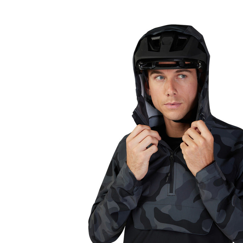 Fox Ranger Wind Pullover Black Camo Cycling Hoodie