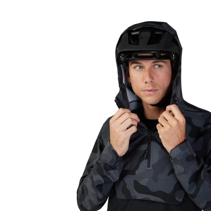 Fox Ranger Wind Pullover Black Camo Cycling Hoodie