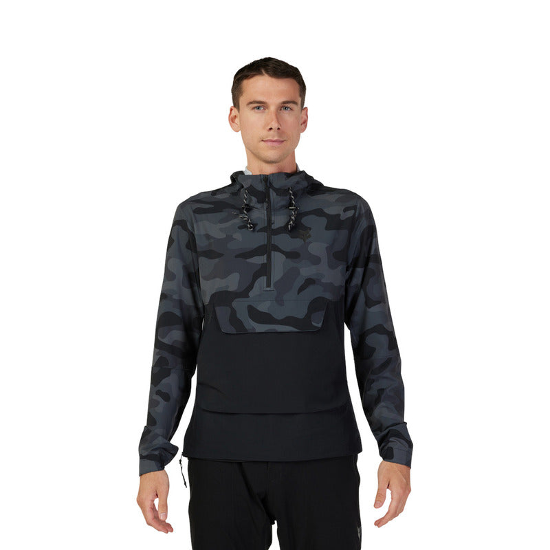 Fox Ranger Wind Pullover Black Camo Cycling Hoodie