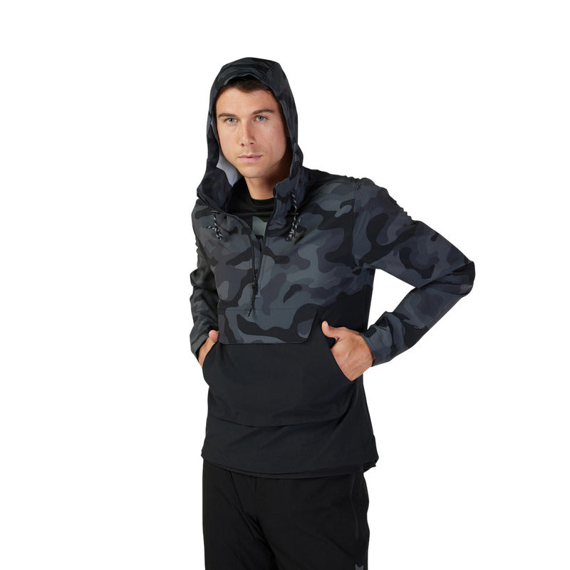 Fox Ranger Wind Pullover Black Camo Cycling Hoodie