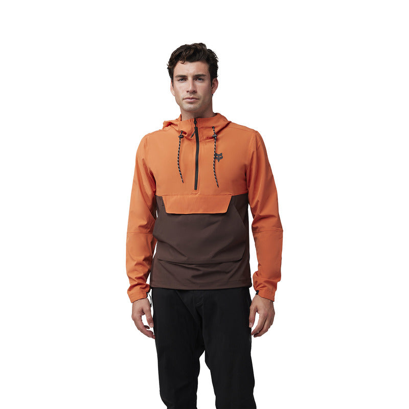 Fox Ranger Wind Pullover Atomic Orange Cycling Hoodie