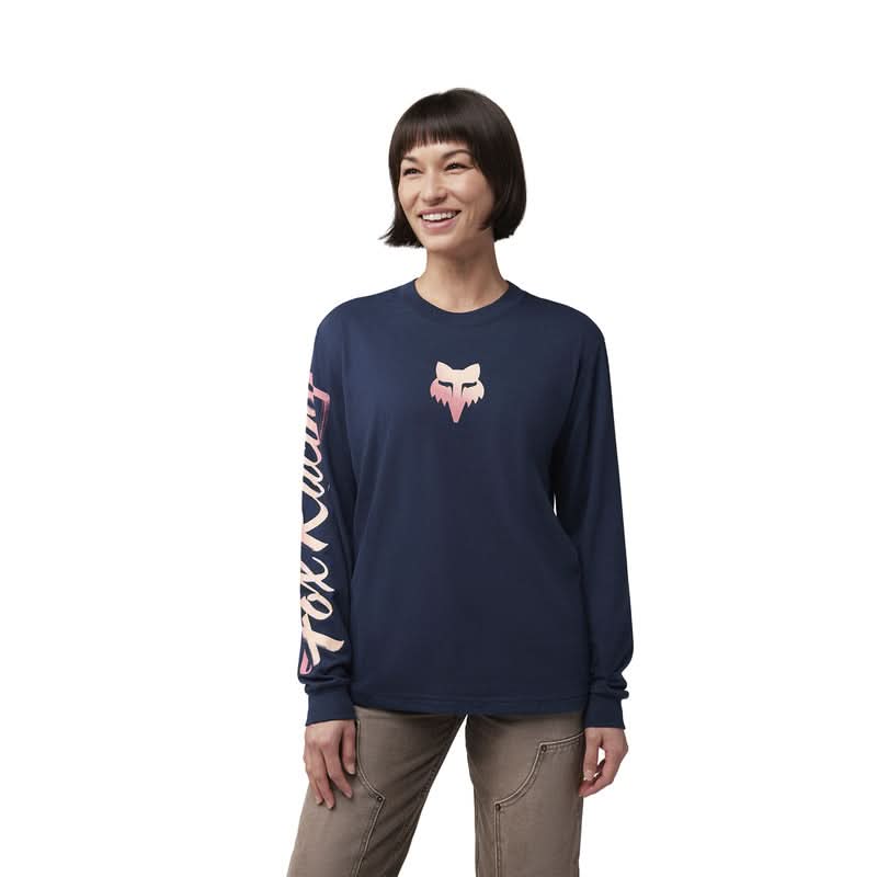 Fox Lady Scripted LS Tee Midnight Long Sleeve T-Shirt | RideHub Product description: Fox Lady Scripted LS Tee Midnight