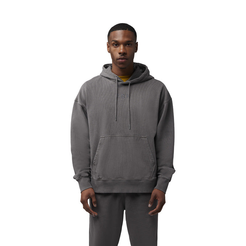 Fox Wordmark Oversized Fleece Hoodie in Pewter