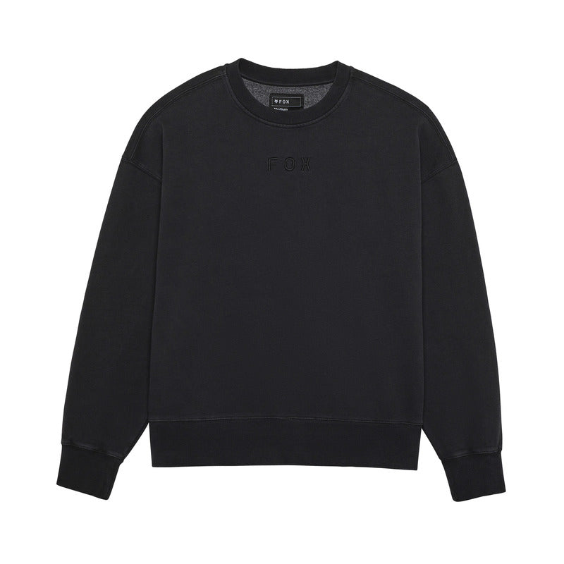 Fox Wordmark Oversized Fleece Crew Black