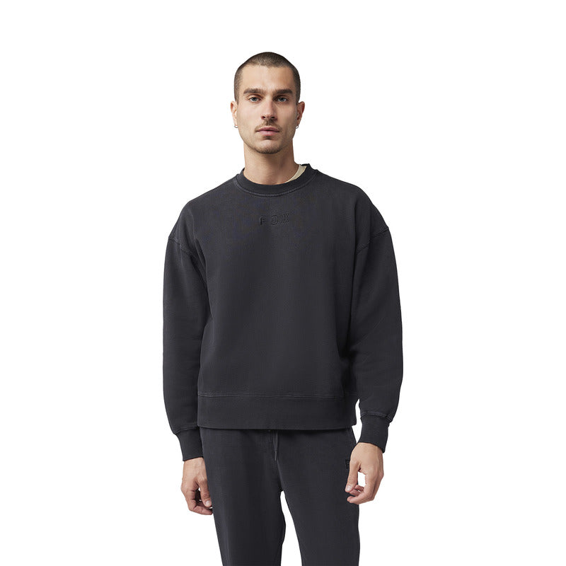 Fox Wordmark Oversized Fleece Crew Black