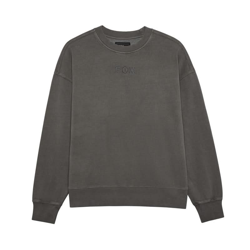 Fox Wordmark Oversized Fleece Crew Pewter Sweatshirt