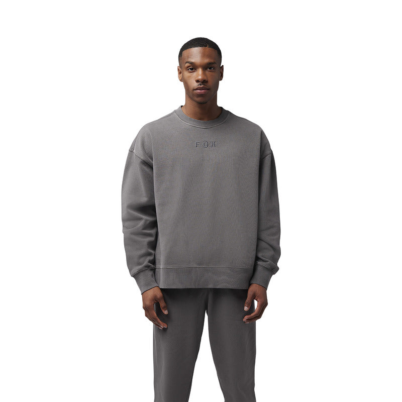 Fox Wordmark Oversized Fleece Crew Pewter Sweatshirt