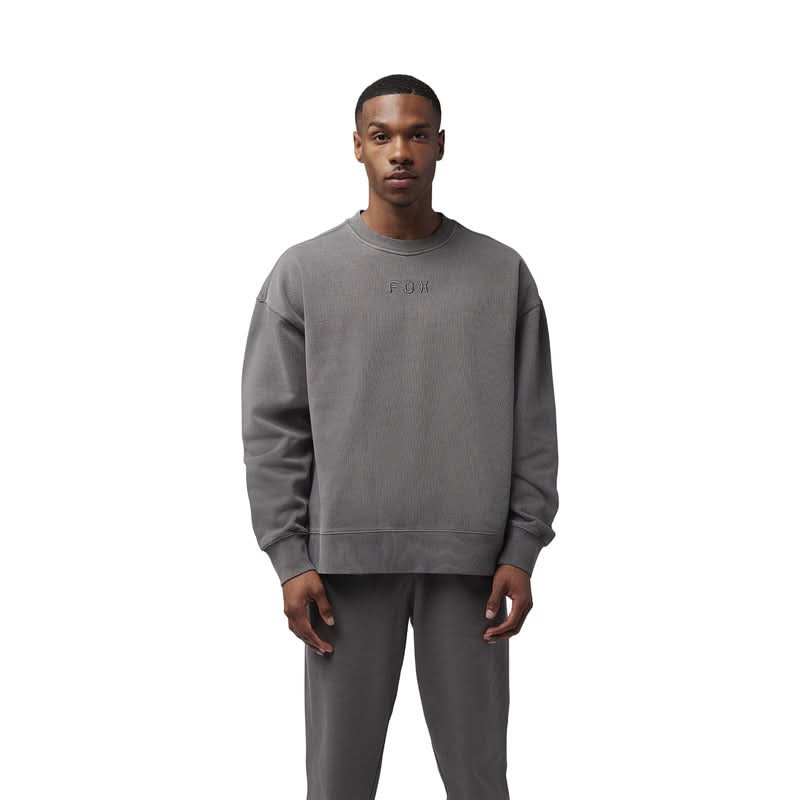Fox Wordmark Oversized Fleece Crew Pewter Sweatshirt