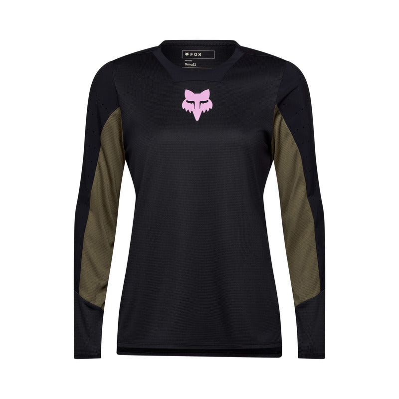 Fox W Defend Ls Jersey Park Black Long Sleeve Cycling Jersey | RideHub