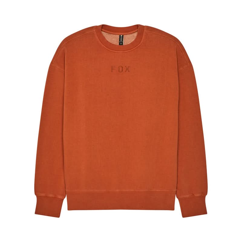 Fox Wordmark Oversized Fleece Crew Cognac Sweatshirt