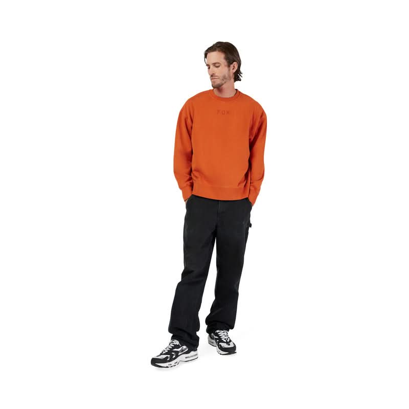 Fox Wordmark Oversized Fleece Crew Cognac Sweatshirt