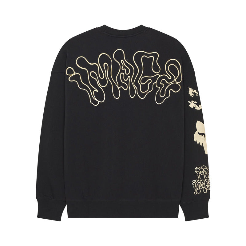 FOX HELLO FUTURE OVERSIZEDCREW BLACK HOODIE