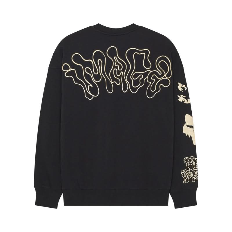 FOX HELLO FUTURE OVERSIZEDCREW BLACK HOODIE