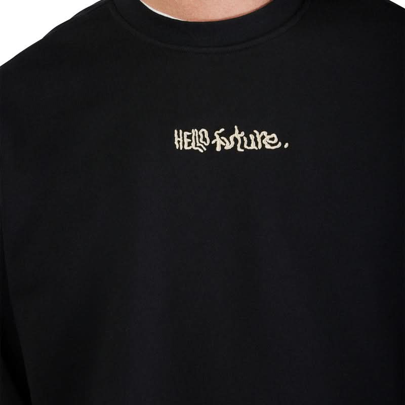 FOX HELLO FUTURE OVERSIZEDCREW BLACK HOODIE