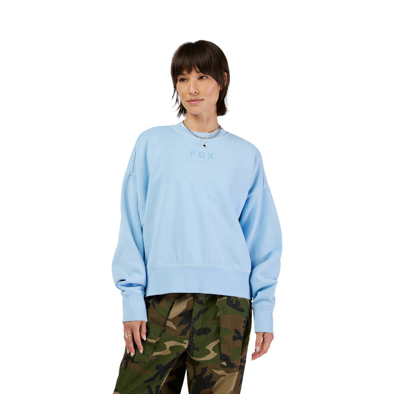Fox Lady Wordmark Oversized Fleece Crew Cashmere Blue