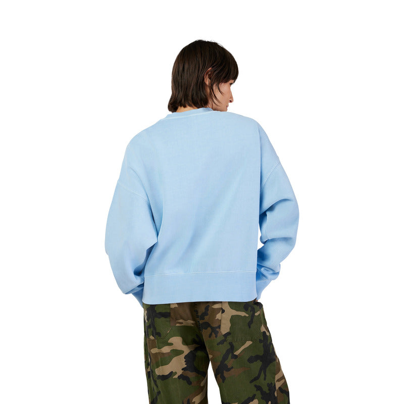 Fox Lady Wordmark Oversized Fleece Crew Cashmere Blue
