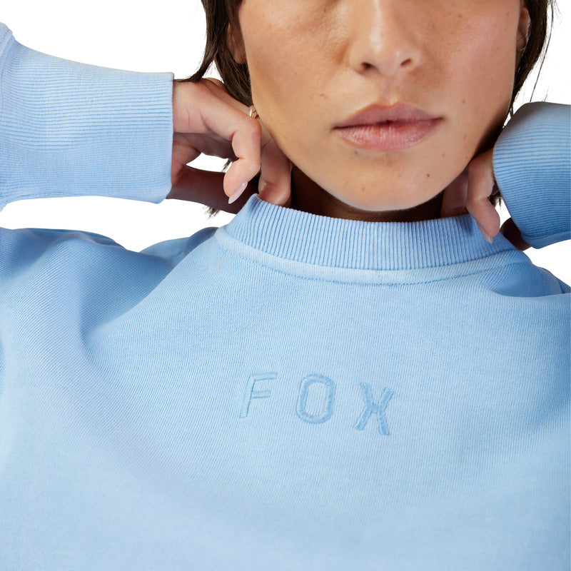 Fox Lady Wordmark Oversized Fleece Crew Cashmere Blue