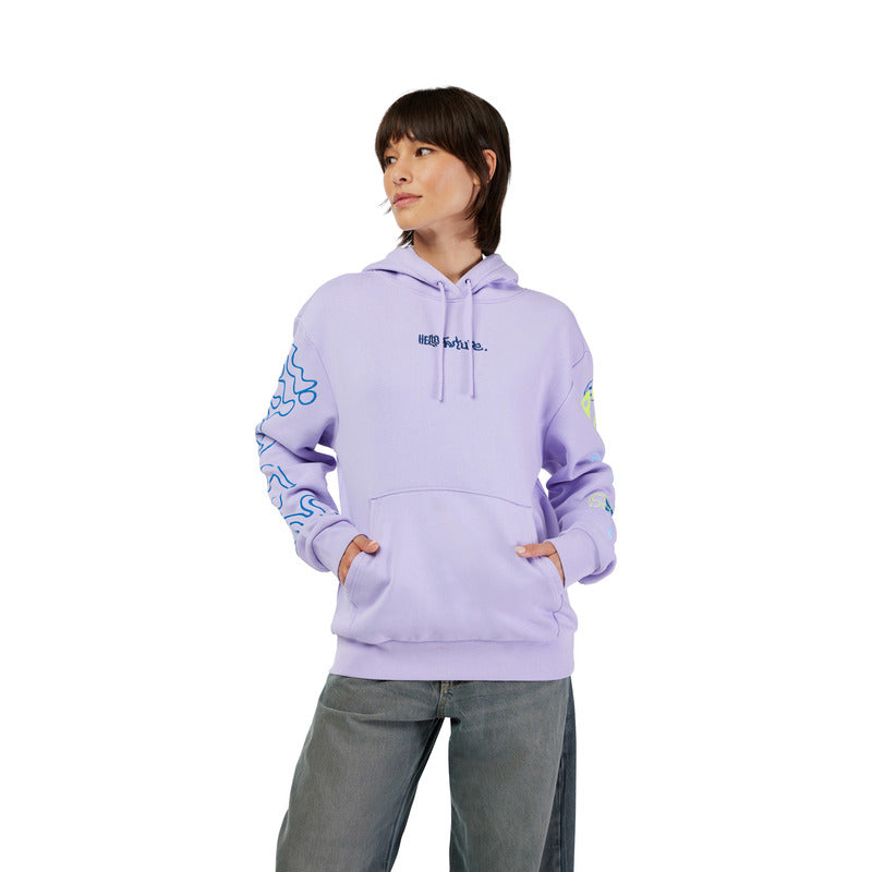 FOX LADY HELLO FUTURE FLEECE HOODIE LILAC